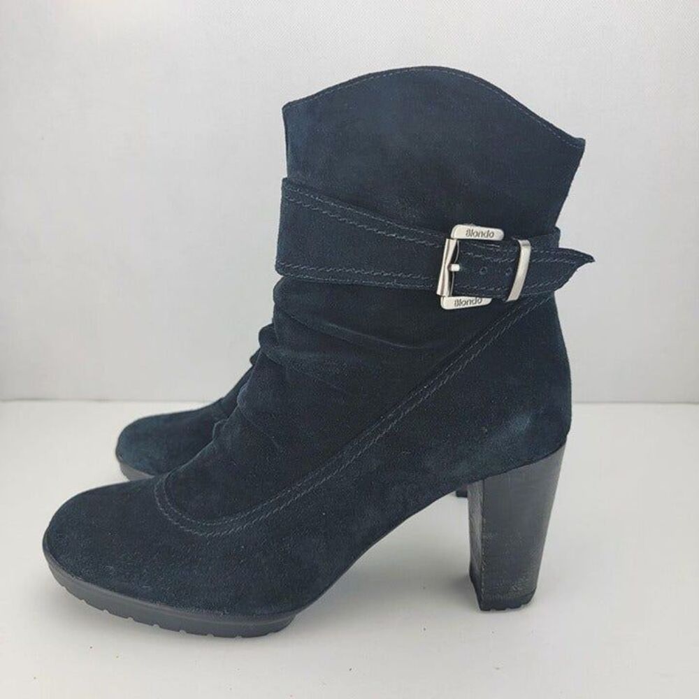 Blondo Womens Size 7.5 Black Zipper Buckle Heels Ankle Boots 1184-31
